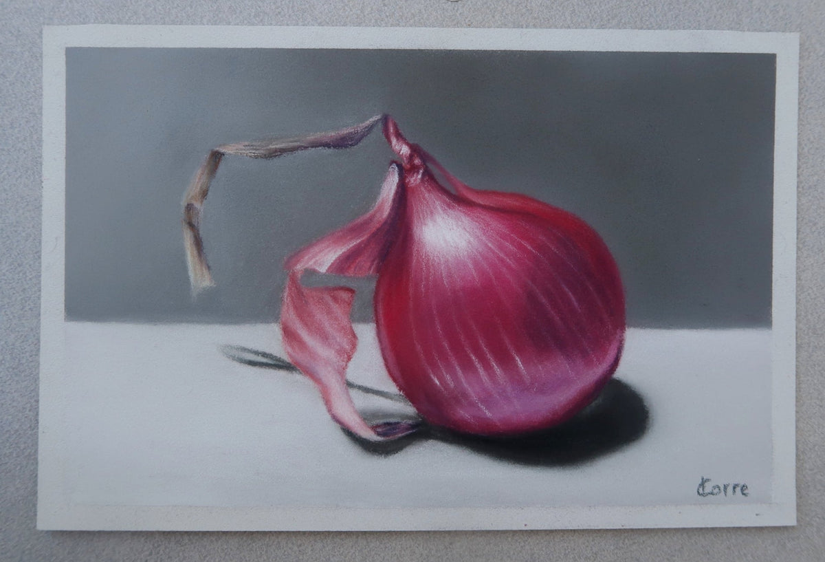 Soft pastel painting of a red onion